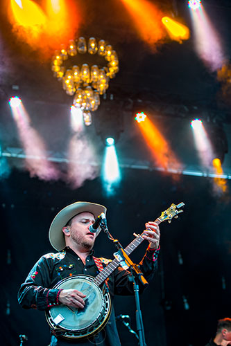 Old Crow Medicine Show's Critter Fuqua performs during the Shaky Boots Music Festival at Kennesaw State University on Sunday, May 17, 2015. 