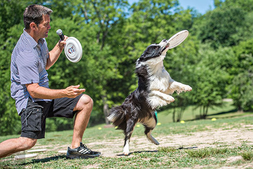 Dean Werts performs with his dog Remedy during Bark at the Park at Brookhaven Park on Saturday, May 23, 2015. 