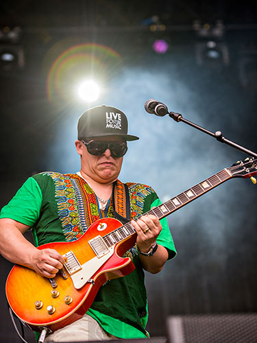 Lettuce's Eric Krasno performs during the CounterPoint Festival at Kingston Downs in Rome on Sunday, May 24, 2015.