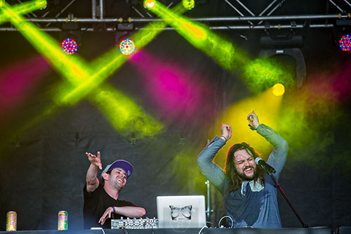 Michal Menert (right) performs with Manic Focus during the CounterPoint Festival at Kingston Downs in Rome on Sunday, May 24, 2015. 