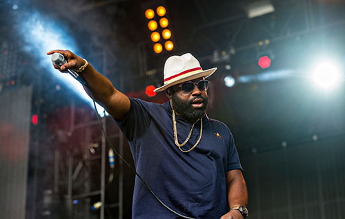The Roots' Black Thought performs during the CounterPoint Festival at Kingston Downs in Rome on Sunday, May 24, 2015. 