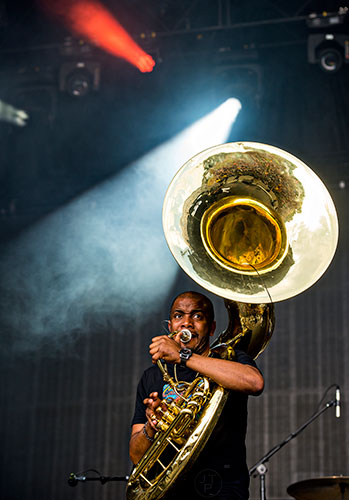 The Roots' Damon Bryson performs during the CounterPoint Festival at Kingston Downs in Rome on Sunday, May 24, 2015. 