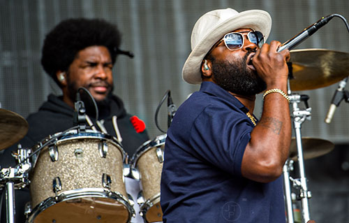 The Roots' Black Thought (right) and Questlove perform during the CounterPoint Festival at Kingston Downs in Rome on Sunday, May 24, 2015. 