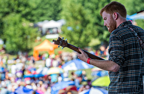 The Rad Trads' Michael Harlen performs during the Atlanta Jazz Fest at Piedmont Park on Saturday, May 23, 2015.