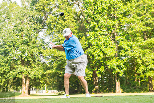 Bobby "Music" Jones from Indio, CA tees off during the Bobby Jones Open golf tournament at Braelinn Golf Club in Peachtree City on Tuesday, June 9, 2015. 