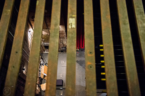 Metal slats make up the floor of the grid, which sits 70 feet above the main stage at the Fox Theatre in Atlanta on Monday, June 22, 2015.