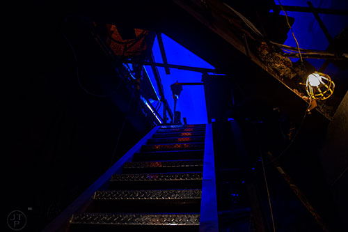 A set of stairs leads to the catwalk above the main stage arch at the Fox Theatre in Atlanta on Monday, June 22, 2015.