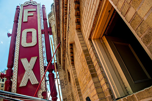 A small doorway leads to the top of the marquee for the Fox Theatre in Atlanta on Monday, June 22, 2015.