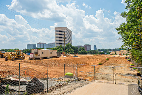 Construction on the new SunTrust Park, the new home of the Atlanta Braves, from Heritage Ct. on Thursday, June 18, 2015.