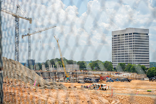 Construction on the new SunTrust Park, the new home of the Atlanta Braves, from Windy Ridge Parkway on Thursday, June 18, 2015.