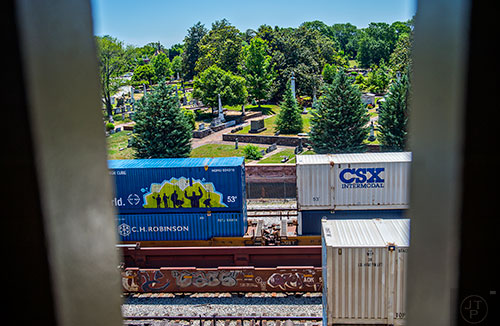 Oakland Cemetery and the CSX rail lines can be seen from the eastbound MARTA train platform at King Memorial Station at the corner of Grant and Decatur streets in Atlanta on Wednesday, May 13, 2015.