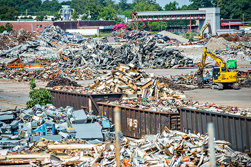 Piles of debris and scrap at the GM Plant in Doraville on Monday, June 29, 2015.