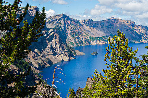 Phantom Ship can be seen from Sun Notch in Crater Lake National Park in Oregon on Sunday, July 26, 2015.