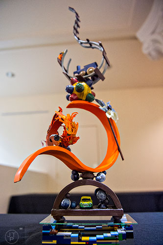 A chocolate show piece designed by student Megan Kuk sits on display during Pastry Live 5 at 200 Peachtree in Atlanta on Sunday, August 23, 2015. 