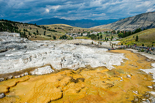 Mammoth Hot Springs inside Yellowstone National Park in Wyoming on Thursday, August 6, 2015.