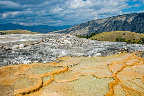Mammoth Hot Springs inside Yellowstone National Park in Wyoming on Thursday, August 6, 2015.