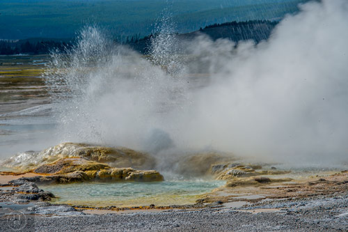 Clepsydra Geyser inside Yellowstone National Park in Wyoming on Thursday, August 6, 2015.