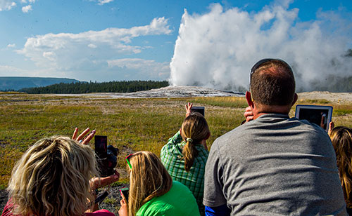 Old Faithful inside Yellowstone National Park in Wyoming on Thursday, August 6, 2015.