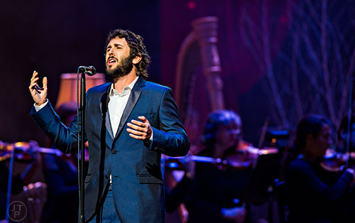 Josh Groban performs on stage at the Cobb Energy Center for Performing Arts in Atlanta on Saturday, September 12, 2015.    