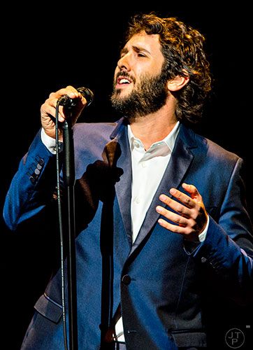 Josh Groban performs on stage at the Cobb Energy Center for Performing Arts in Atlanta on Saturday, September 12, 2015.