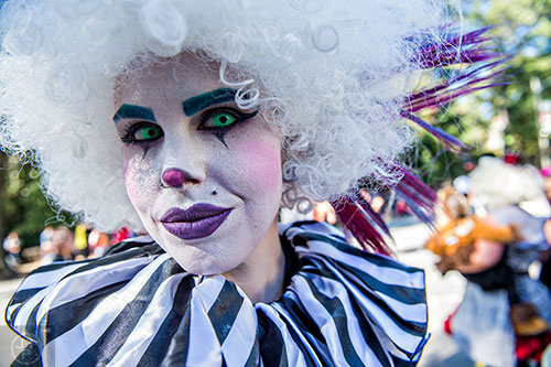 Moe Foster waits for the start of the Little Five Points Halloween Parade in Atlanta on Saturday, October 17, 2015. 