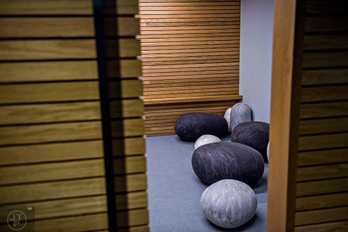 A meeting space that doubles as a meditation room at Industrious.