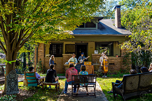 Book Club performs during the Oakhurst Porch Fest on Sunday.