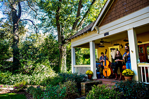 Nine Years Apart performs during the Oakhurst Porch Fest on Sunday.