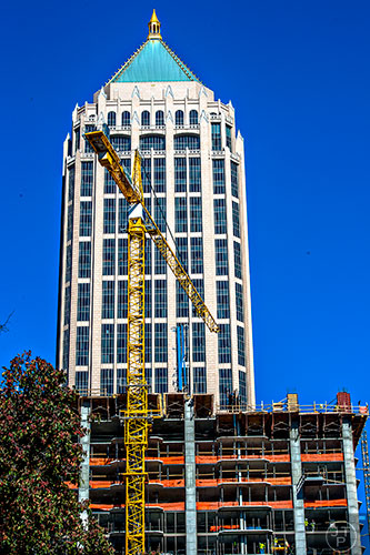 One of the cranes working on the Atlantic House skyrise on 13th St. in Atlanta.