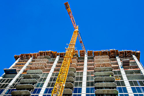 One of the cranes working on the Atlantic House skyrise on 13th St. in Atlanta.
