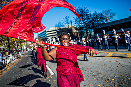 Chrystah Woods (left) marches in the 2015 Children's Christmas Parade in Atlanta on Saturday, December 5, 2015. 