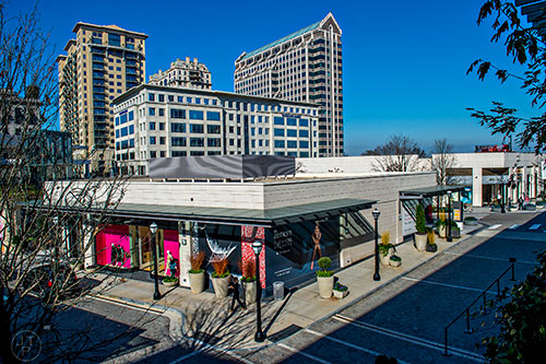 A bird's eye view of some of the shops at Buckhead Atlanta.