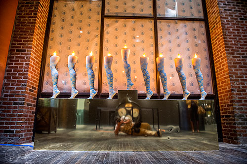 A menorah of sorts sits off of the central food hall inside Ponce City Market.