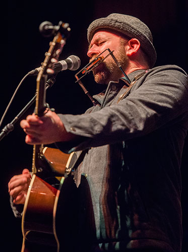 Kristian Bush performs on stage during a tribute to the late Alex Cooley at the Tabernacle in Atlanta on Saturday, January 9, 2016.