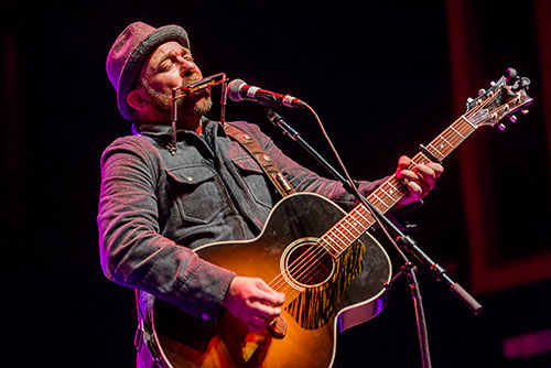 Kristian Bush performs on stage during a tribute to the late Alex Cooley at the Tabernacle in Atlanta on Saturday, January 9, 2016. 