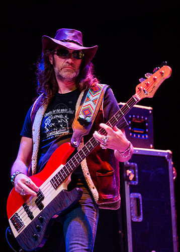 Blackberry Smoke's Richard Turner performs on stage during a tribute to the late Alex Cooley at the Tabernacle in Atlanta on Saturday, January 9, 2016.