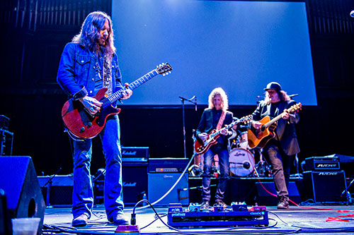 Blackberry Smoke's Charlie Starr (left) performs on stage with Drivin' N Cryin'during a tribute to the late Alex Cooley at the Tabernacle in Atlanta on Saturday, January 9, 2016. 