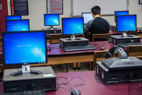 Antiquated equipment in the media center at Riverwood High School in Atlanta on Tuesday, January 12, 2016. 