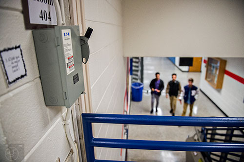 Breakers are easily accessible in the hallways at Riverwood High School in Atlanta on Tuesday, January 12, 2016. 