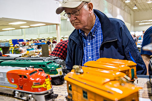 Rusty Hudson looks at model engines during the 50th annual Atlanta Model Train And Railroadiana Show And Sale at the North Atlanta Trade Center in Norcross on Saturday, January 16, 2016. 