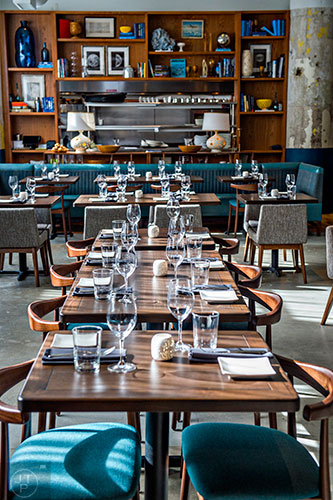 The main dining area at The Mercury inside Ponce City Market.