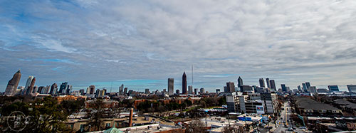 The Atlanta skyline from the roof of The Brady on the west side of town.