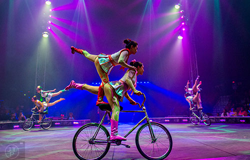 Chain Reaction performs during the opening night of the UniverSoul Circus in Atlanta on Wednesday, February 3, 2016. 