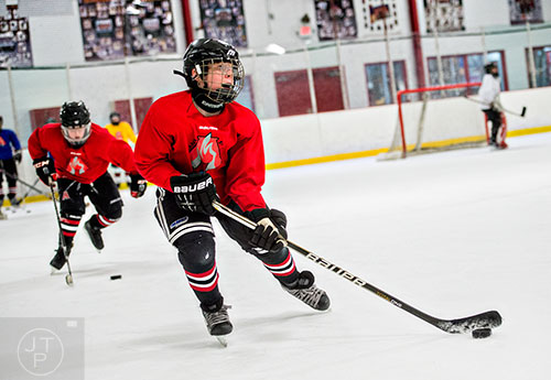 Youth hockey practice at The Cooler in Alpharetta on Monday, January 25, 2016.