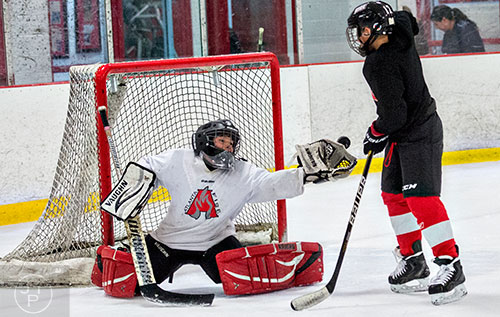 Youth hockey practice at The Cooler in Alpharetta on Monday, January 25, 2016.