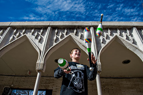 Orion Wilson juggles during the 38th annual Groundhog Day Jugglers Festival at the Yaarab Shrine Center in Atlanta on Saturday, February 6, 2016.