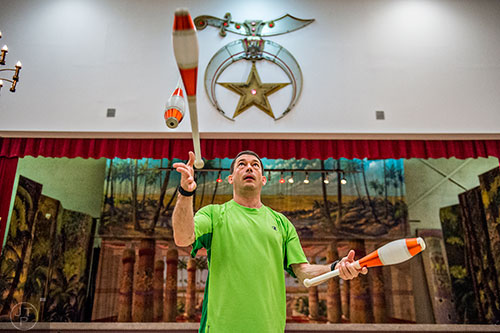 Jimmy Robertson juggles during the 38th annual Groundhog Day Jugglers Festival at the Yaarab Shrine Center in Atlanta on Saturday, February 6, 2016.