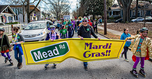 The Mead Rd. Mardi Gras Parade started at 4/5 Academy and ended at The Imperial with games, music, food and beer on Saturday.