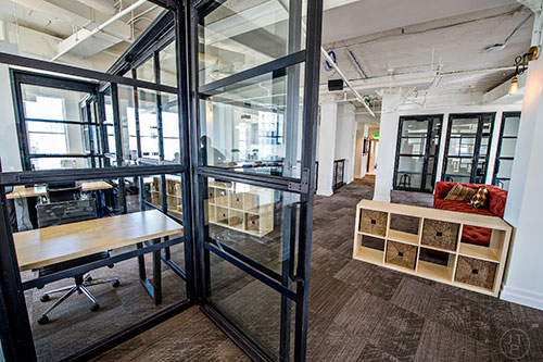 Collaborative work space with offices and conference rooms on the sixth and seventh floors inside FlatironCity in Atlanta.