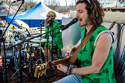 Jacob Blazer (right) and Matthew Clark, otherwise known as Jacob and the Good People, perform on stage during LepreCon at Park Tavern in Atlanta on Saturday, March 5, 2016. 